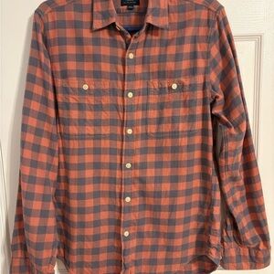 J. Crew Orange and Gray Plaid Button-Up Shirt
